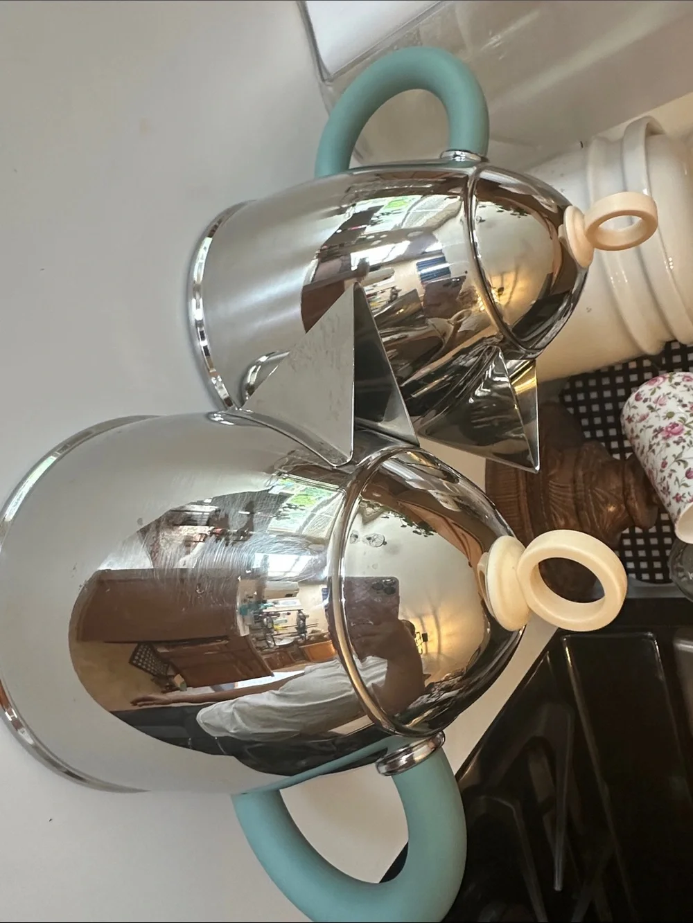 Michael Graves Vintage Postmodern Stainless Steel Tea/Coffee Servers